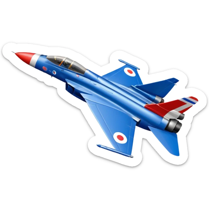 the french mirage fighter jet, and in the background the french flag sticker