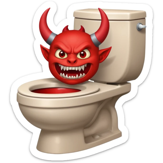 a demon coming out of the toilet bowl sticker