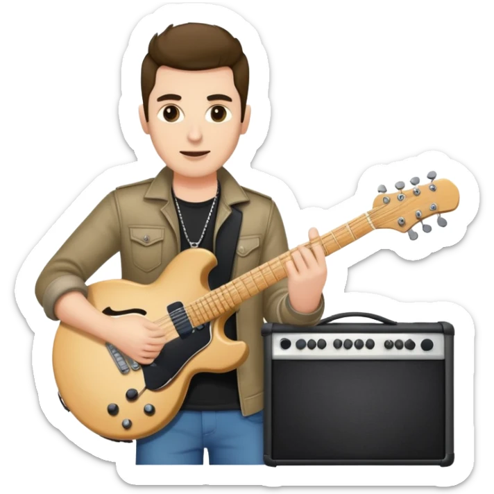 Happy Rock Pop Music Male Musician in his 30s dressed with trendy style sticker