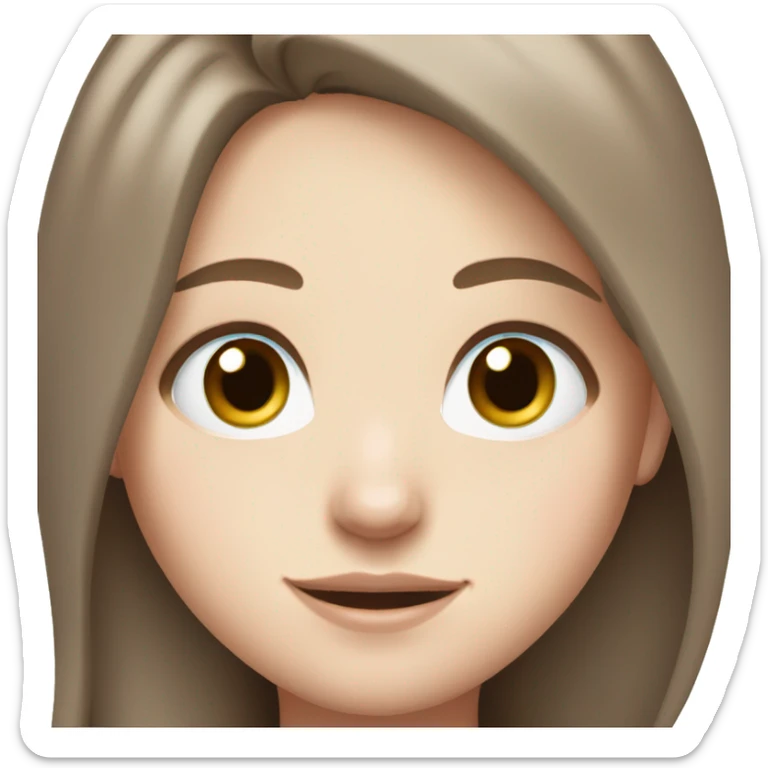 Girl, long brown hair, light blue eyes, freckles, pale skin sticker