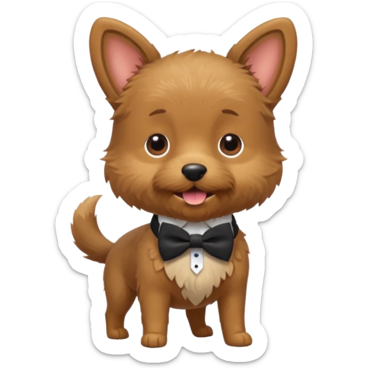 A mini dog with a scruffy but adorable beard, tail wagging excitedly and wearing a little bowtie.




















 sticker