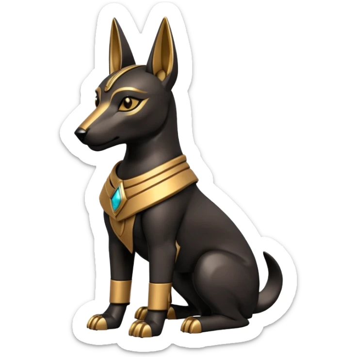  Fit mean Short-eared Black fur beautiful female robo anubis puppy statue posed  sticker