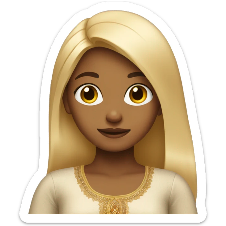 Indian girl with blond hair touching her hair sticker