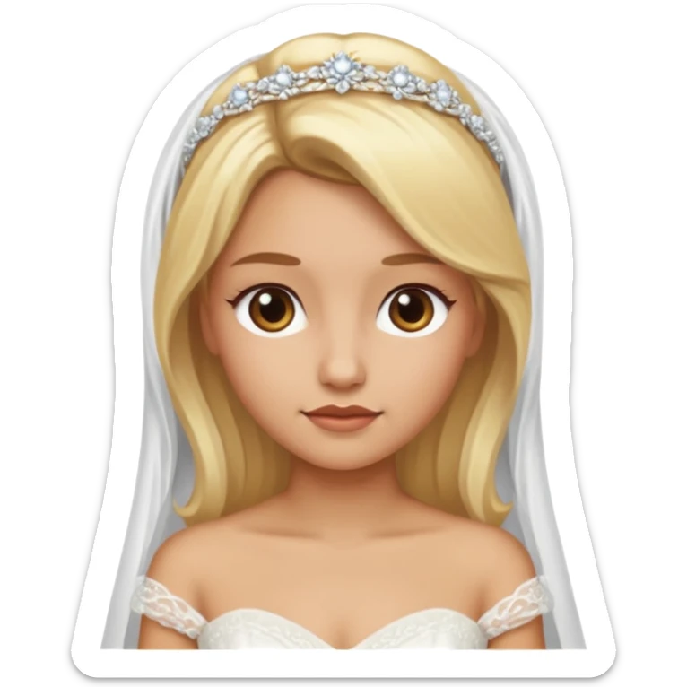 Blonde girl with light brown skin in wedding dress sticker