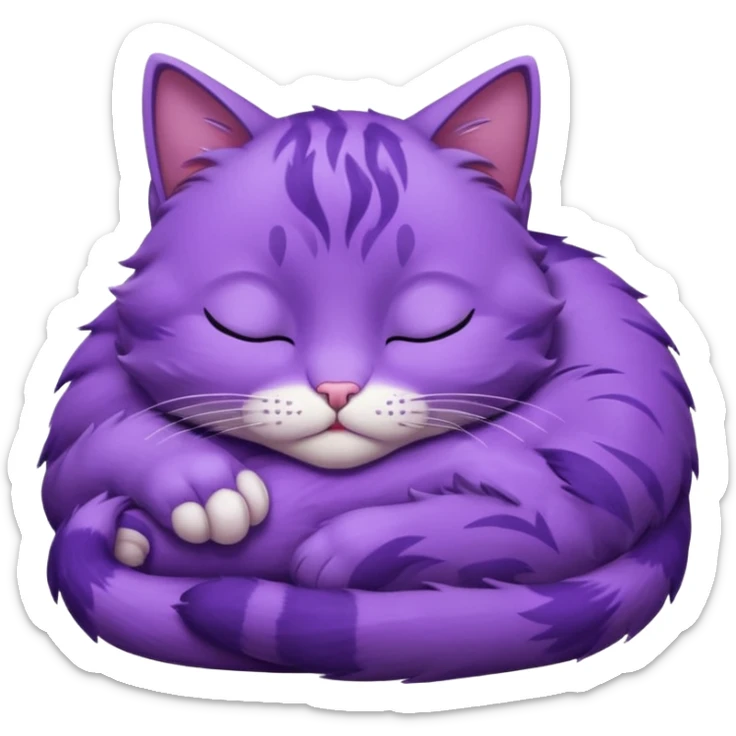 Un gato morado que este durmiendo con los ojos cerrados y que se vean sus patitas sticker