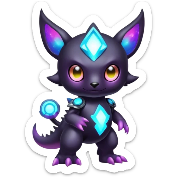 Cute cool colorful dark nebula fantasy-Digimon-animal-hybrid full body sticker