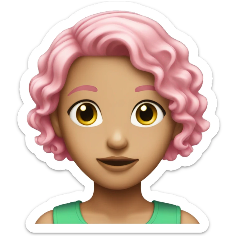 Pretty girl with bright green eyes and pink hair sticker