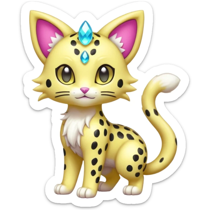 Colorful Shiny Neon-colored Sparkly Unqiue Ethereal cute Adorable furry Liepard-Skitty-Delcatty-Pokémon-Fakémon-hybrid-creature (full body) sticker
