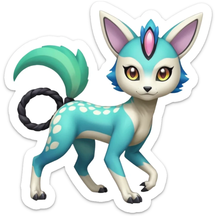 Colorful Exotic Randomly-colored Cartoon Anime Meloetta-WereGarurumon-Trico-Pokémon-Fakémon-fusion-hybrid-creature sticker