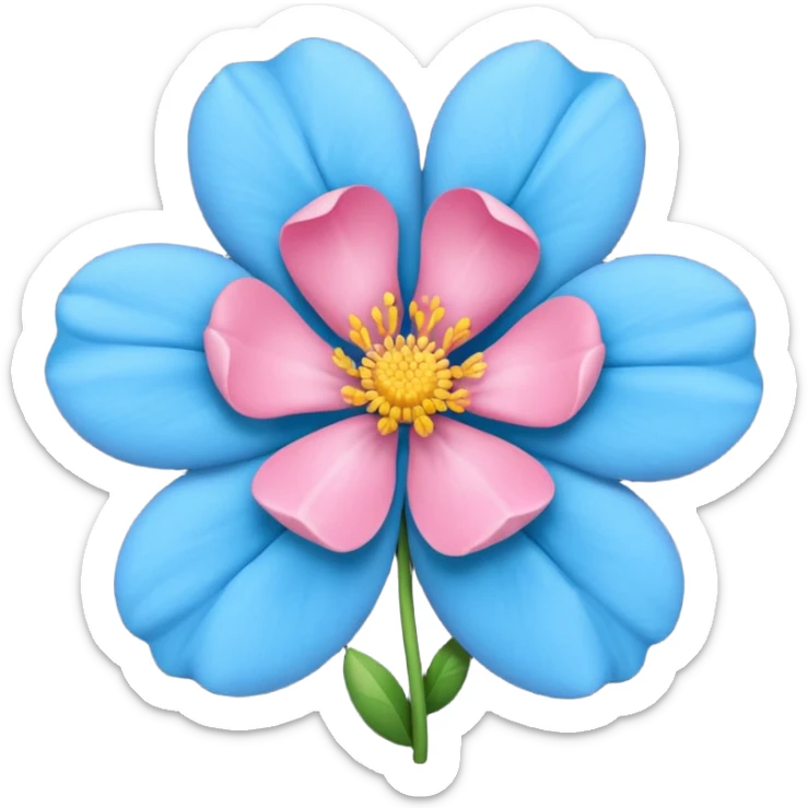 Um emoji da flor rosa vermelha tradicional só que com coloração azul sticker