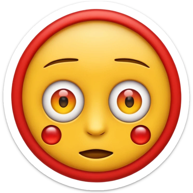 Crea un emoji kn los ojos rojos, k estén entre abiertos, sticker