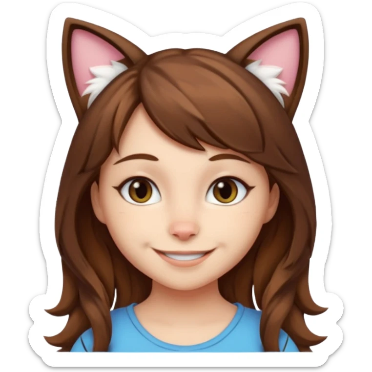 a girl with brown hair, cat ears and a tail saying "im lauren" sticker