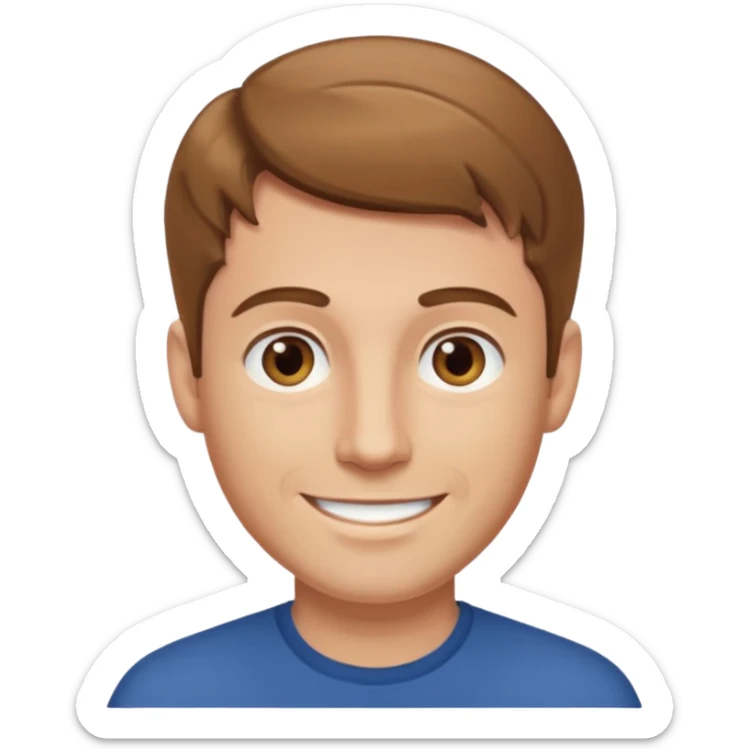 homme cheveux court marron clair sans barbe sourrir sticker