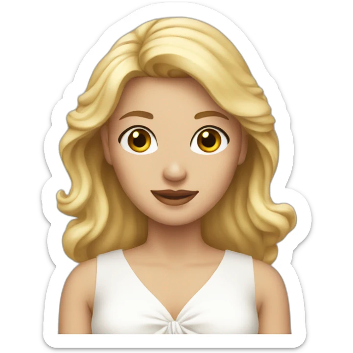 blonde woman in a white dress sticker