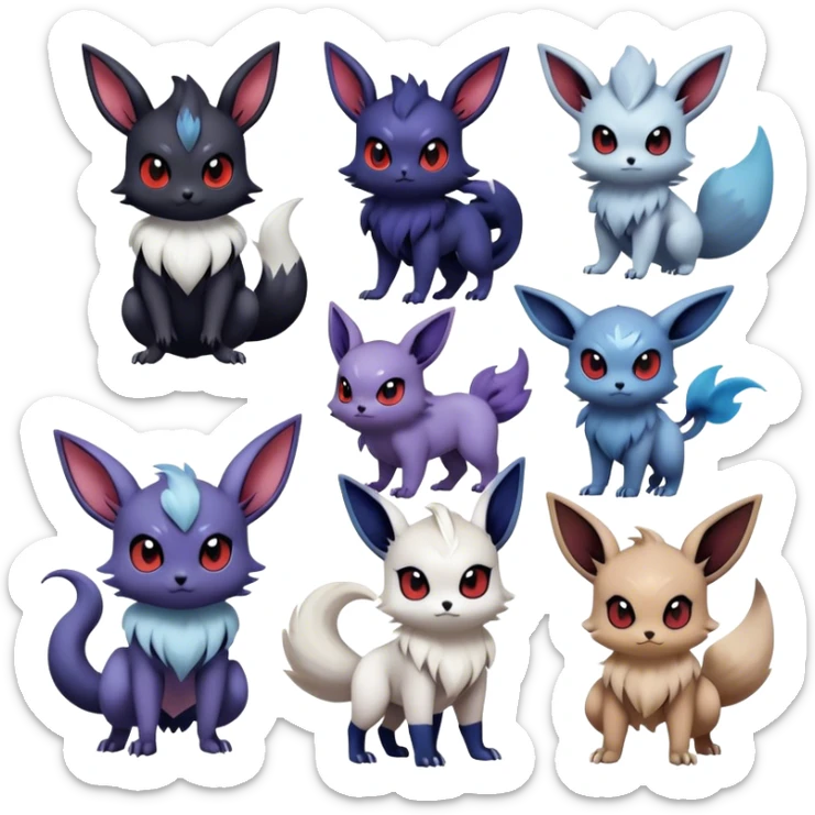 Cool Cute Kawaii Noibat-Eevee-Absol-Zorua-Pokemon Full Body  sticker