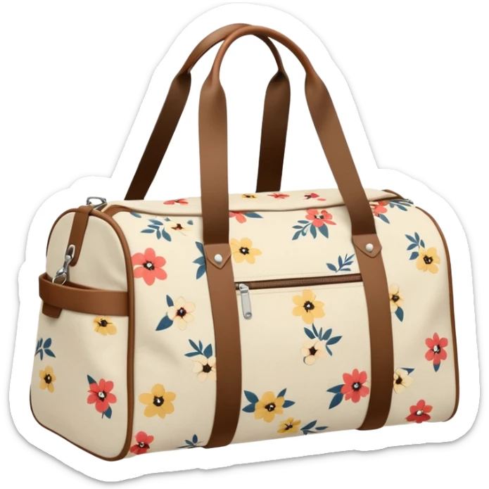 A sports bag with a pale light beige print in a small flower sticker
