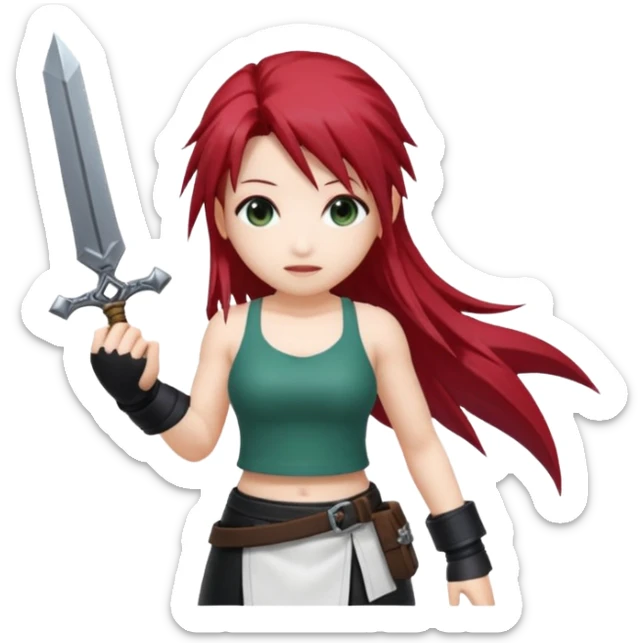 j'aimerai des emotes en lien avec tifa de final fantasy 7 en mode fantaisie mignon qui est joyeux  sticker