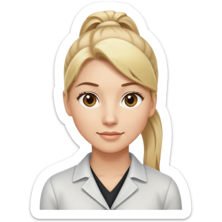 Professional woman with blonde hair in a ponytail and light brown eyes sticker