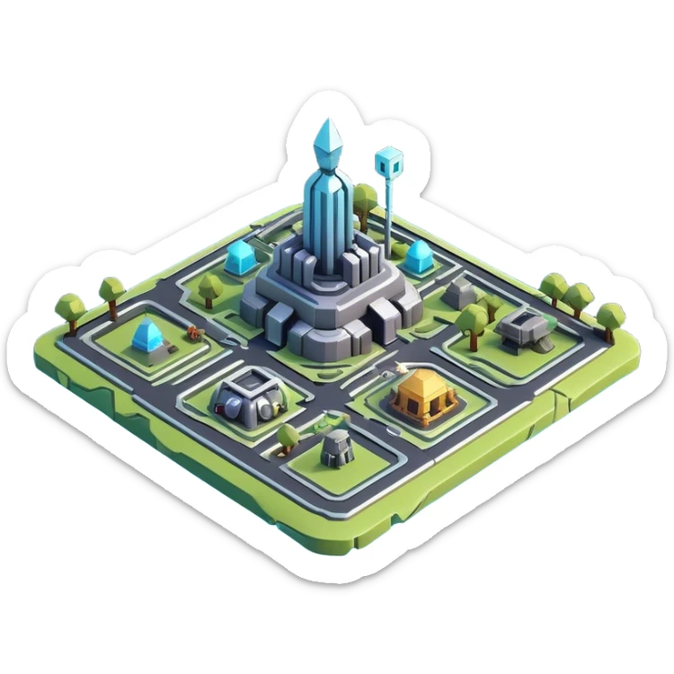 Clash of Clans aesthetic: Cinematic Playful 3D Isometric Holographic Map Emoji, rendered in a 3D vector-style similar to standard emojis with minimal shading and bold, simplified shapes. A compact, distinct form with signature details, softly glowing with a futuristic sci-fi warfare charm. Simplified yet unmistakably iconic, highly detailed and consistent, glowing with a soft radiance and high shine. Stylized with a touch of high-tech brilliance and a soft glowing outline, capturing the essence of a beloved gaming relic with a friendly, playful manner! sticker