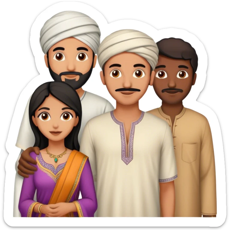 5 bestfriends: 1 Moroccan man, 1 Arab man, 1 Iranian girl, 1 Indian girl, 1 black man sticker