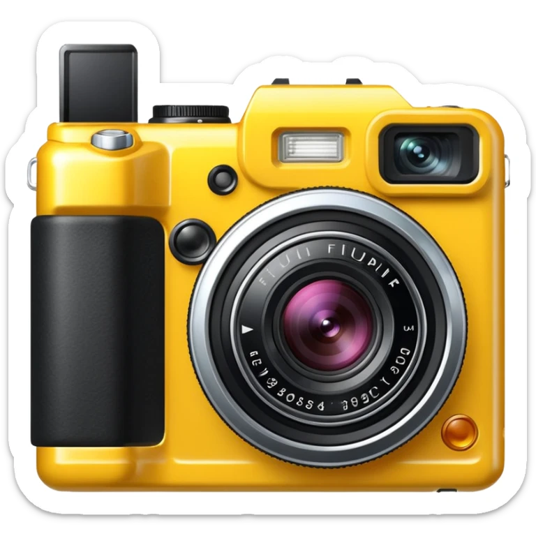 Transform this into a stylized 3D emoji-style icon of a retro [Fujifilm FinePix F30] sticker