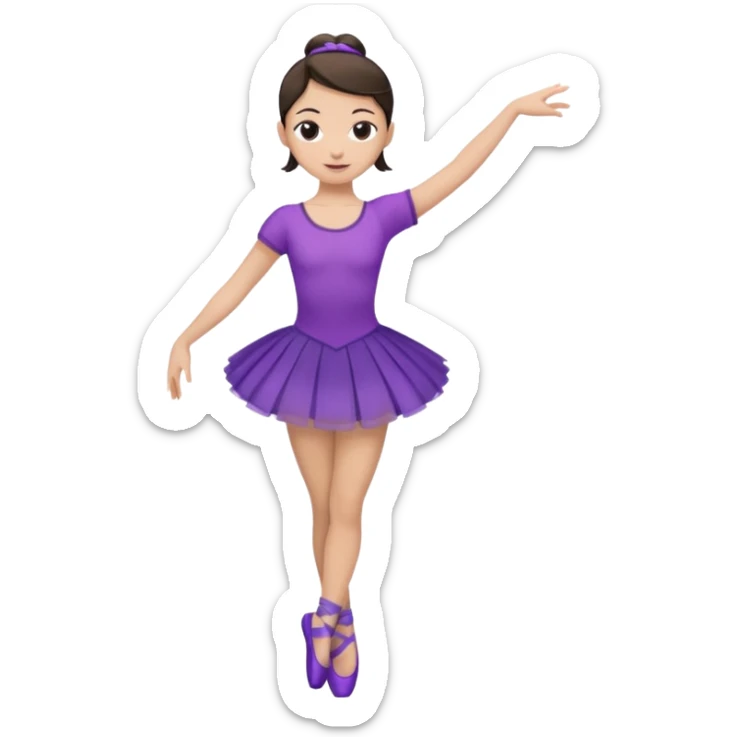 una bailarina, pelo morocho, remera violeta, zapatiilas violeta y polleritan negra y que el pelo este recogido sticker
