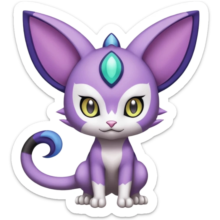 Meloetta-Purrloin-Noibat-Gatomon-Trico-Pokémon-Digimon-Fakémon-fusion-hybrid-creature sticker