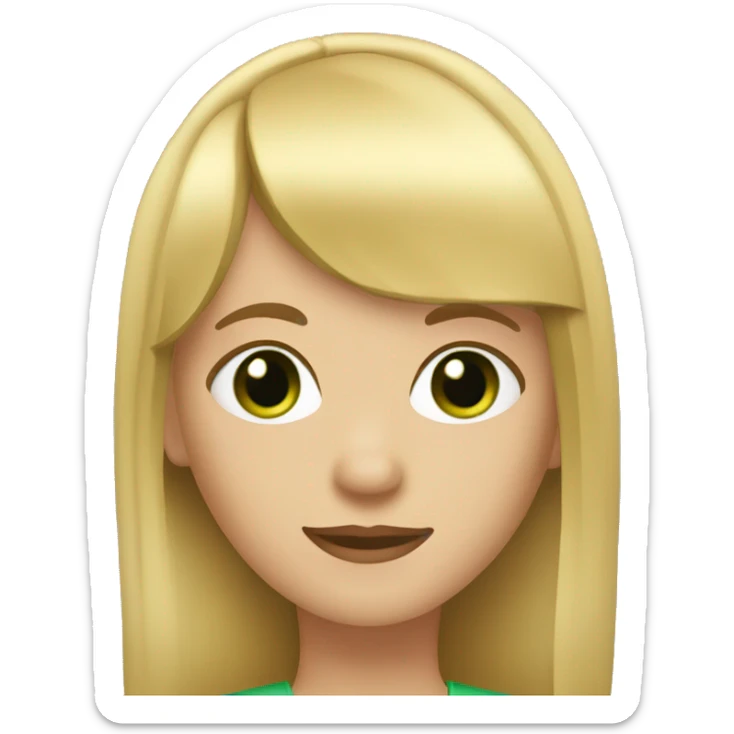 Girl with blond straight hair and bangs and green eyes sticker