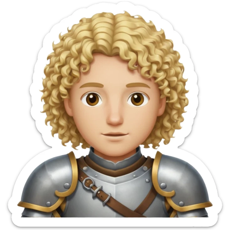 Knight with blonde hair and curly hair no mustache wearing armor sticker