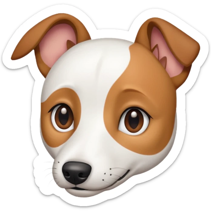 a fully white jack russell the size of a kelpie with light brown ears and a light brown patch on one eye sticker