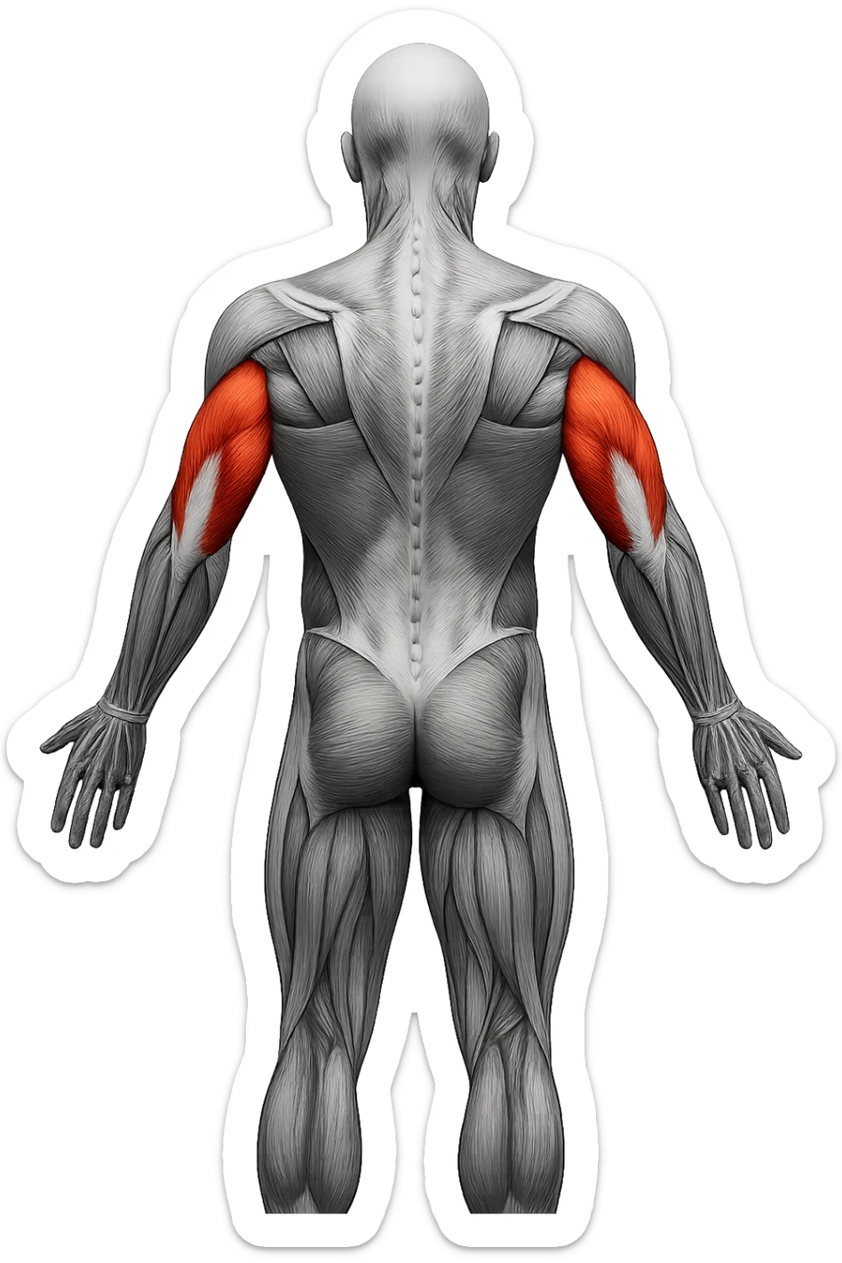 tricipite visto anatomicamente , colora solo il tricipite, il resto fallo in bianco e nero sticker