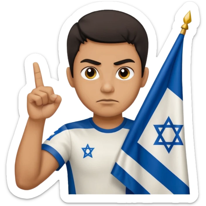 İsrail Bayrak tutan ve çok kızgın bakan adam sevmemiş gibi el hareketi yapıyor sticker