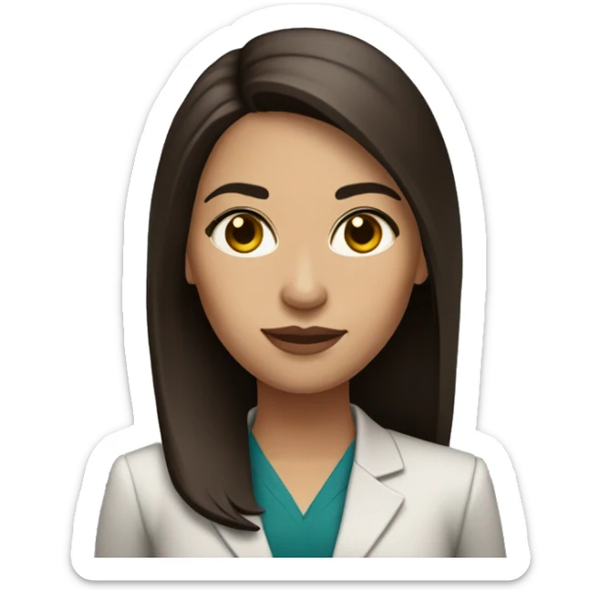 Lawyer light skin woman with dark long brown straight hair and dark brown eyes  sticker