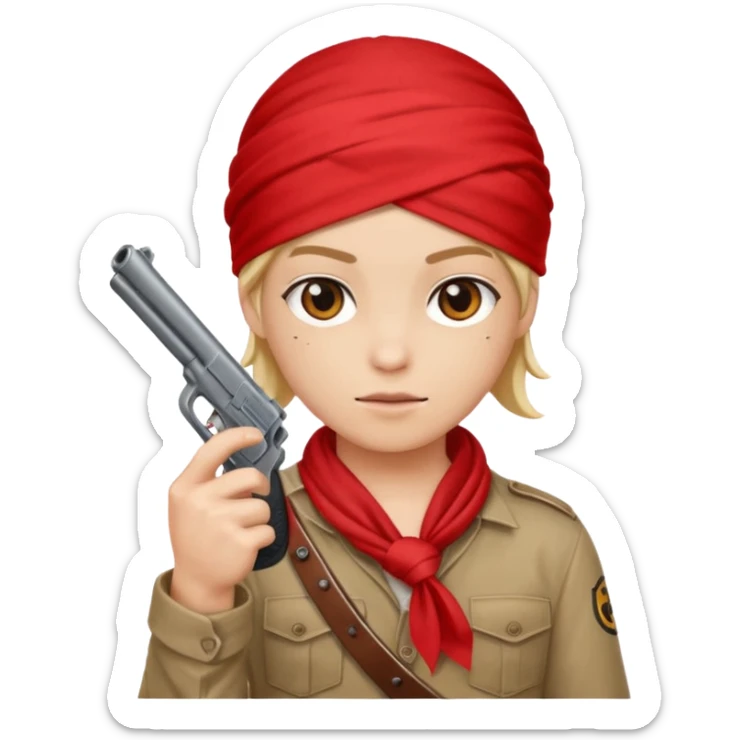 Gangster pointing a gun with a red bandanna holding up the middle finger  sticker