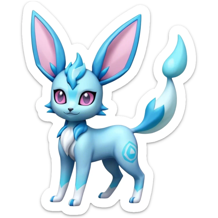 Shiny  futuristic Glaceon-Espeon-Sylveon-Umbreon-hybrid, full body sticker