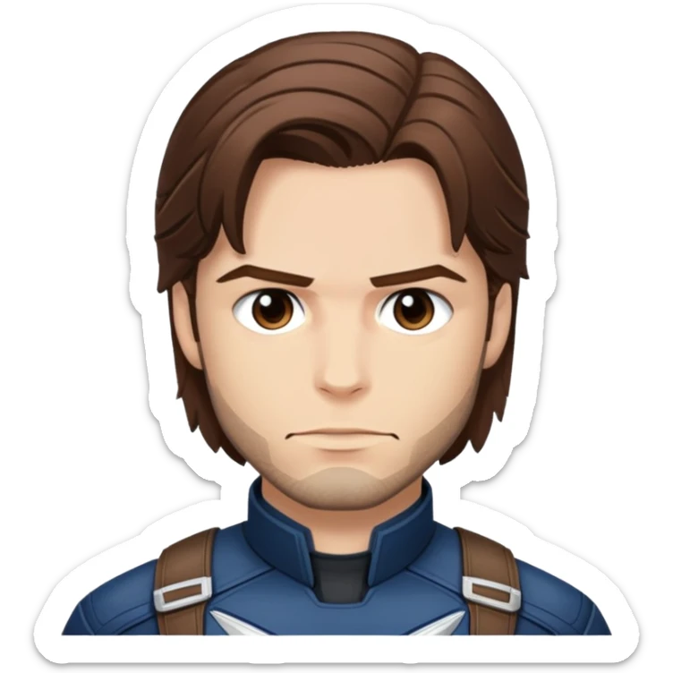 bucky barnes portrait marvel, brown hair from captain america: civil war sticker