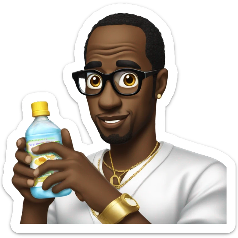 p diddy holding baby oil sticker