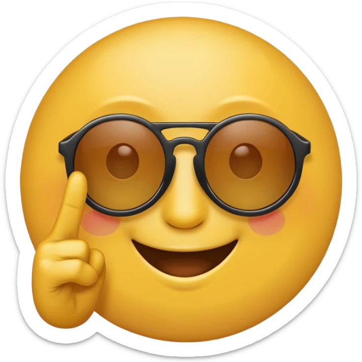 the yellow circle wearing sun glasses emoji holding up a peace sign sticker