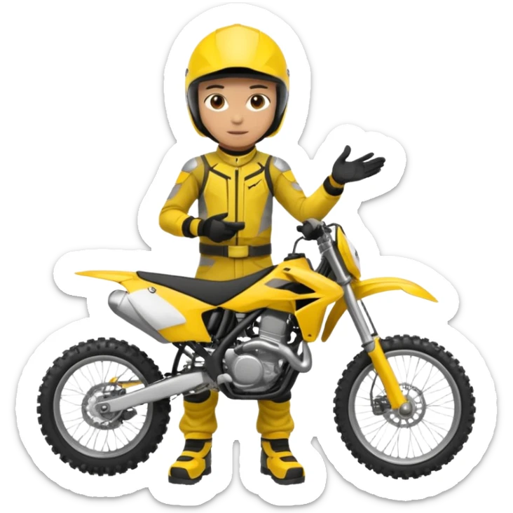 dirtbike rider in yellow gear signing autographs sticker