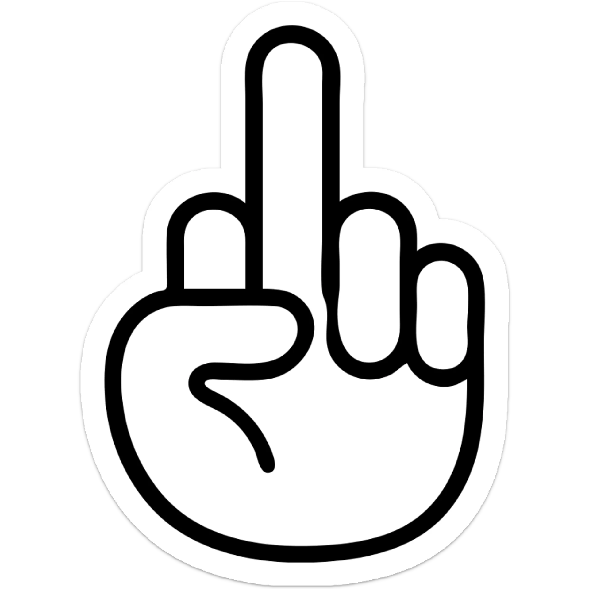 icon style illustration of a hand with the middle finger raised, simple and clear, no text sticker