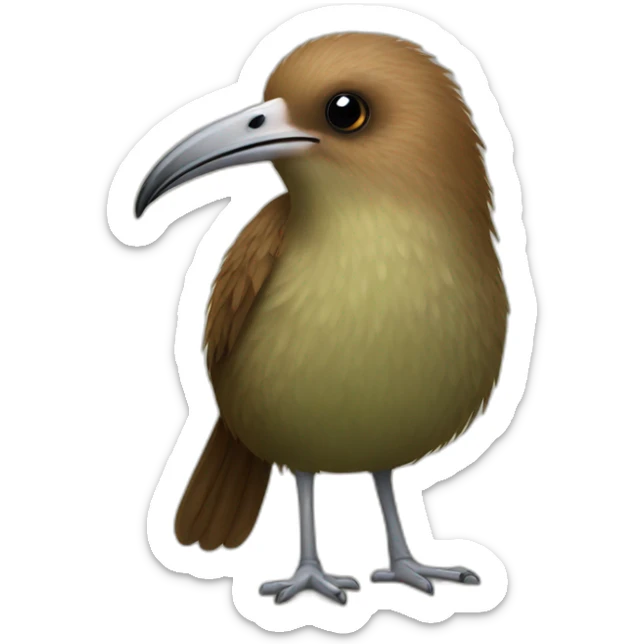 kiwi bird, cute little brown bird with a very long thin beak whole body sticker