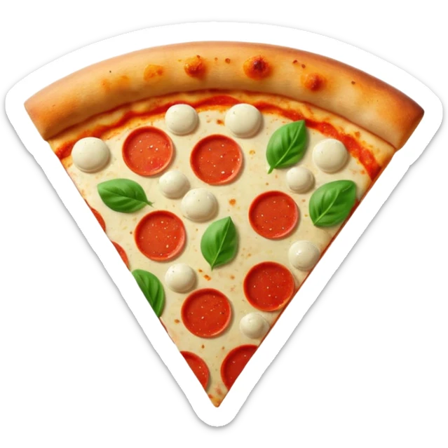 Italian cuisine HUMANLESS avatar in bright emoji-style illustration. Pizza slice or pasta, red green colors, simple shapes, flat design, cheerful and expressive. sticker
