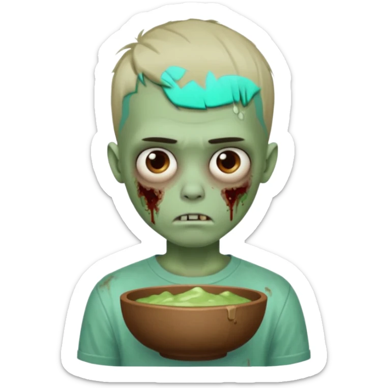 Garoto zumbi com camisa alternativa cabelo castanho quase tijelinha mas não tijelinha sticker
