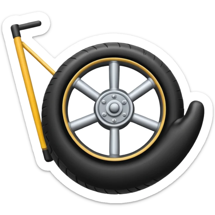 he aircraft's landing gear is one inflated, plump wheel with a strut, black in color, cartoon-style sticker