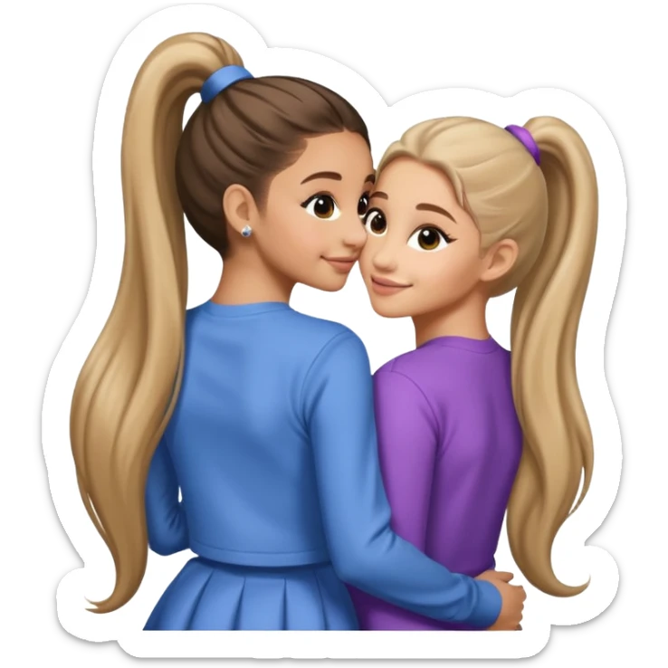  Ariana grande back view with long hair in a ponytail leaning on another girl with long hair in a ponytail  sticker