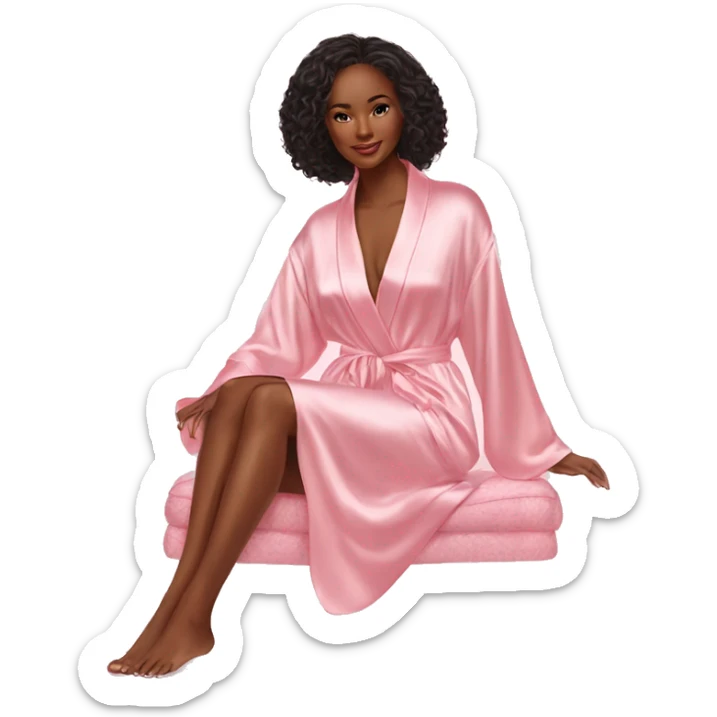 Light pink silk slippers and robe looks more glamorous and victoria secret type vibe sticker