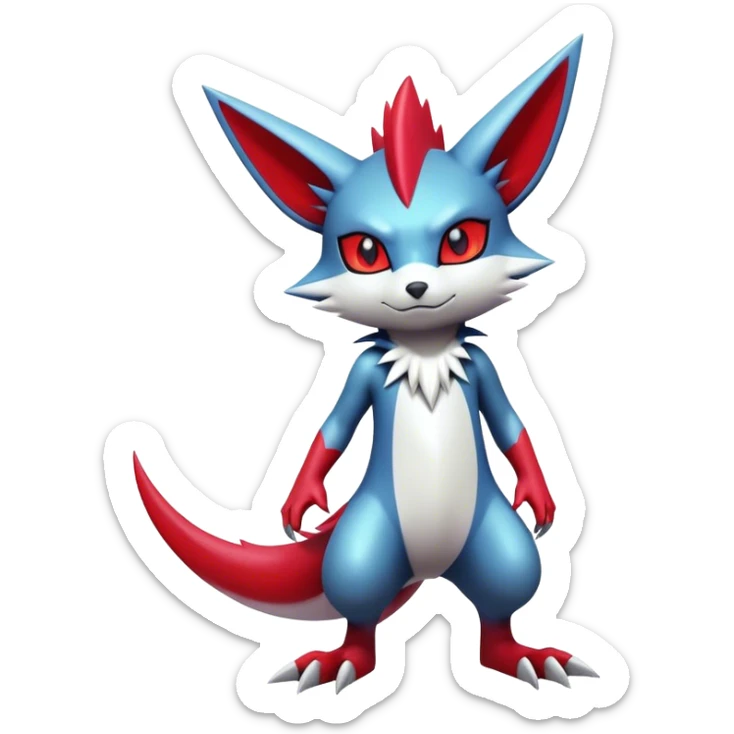  Cool Edgy Shiny Futuristic Ethereal Legendary Zangoose-Sneasel-Digimon-hybrid full body sticker