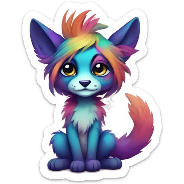 Cool cute Kawaii edgy colorful anthro fantasy animal fursona by griffsnuff & LiLaiRa & Falvie full body sticker