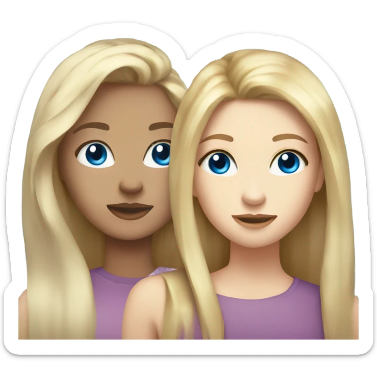 Best friends blonde girl and brunette girl blue eyes  sticker