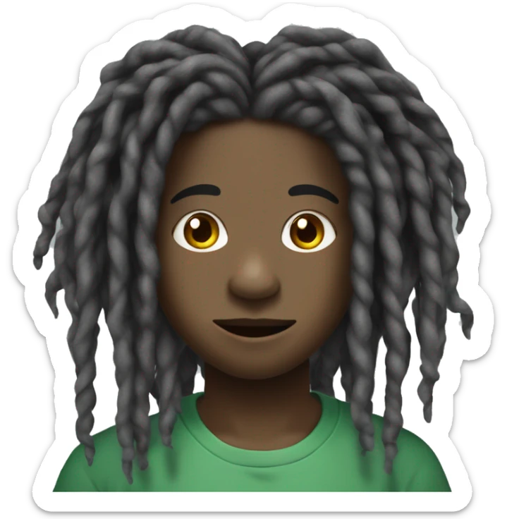 black boy with dreadlocs covering his face and  a silver cuban link chin sticker